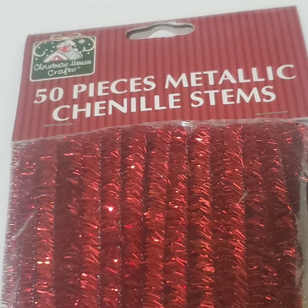 5/$15 50 Metallic Chenille Stems Red